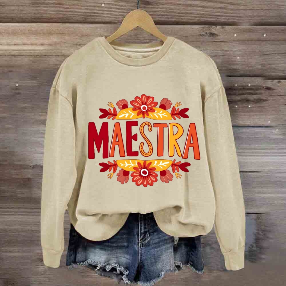 Vintage Floral Maestra Teacher Sweatshirt