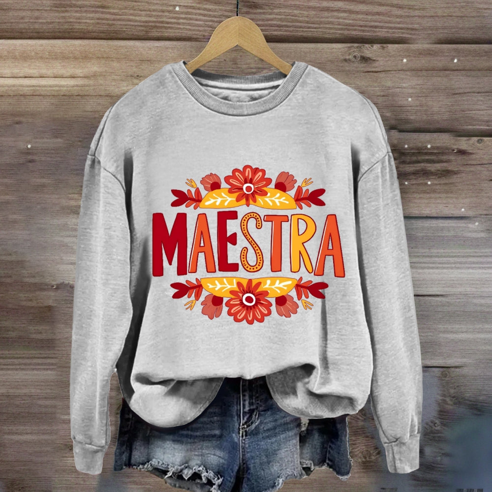Vintage Floral Maestra Teacher Sweatshirt