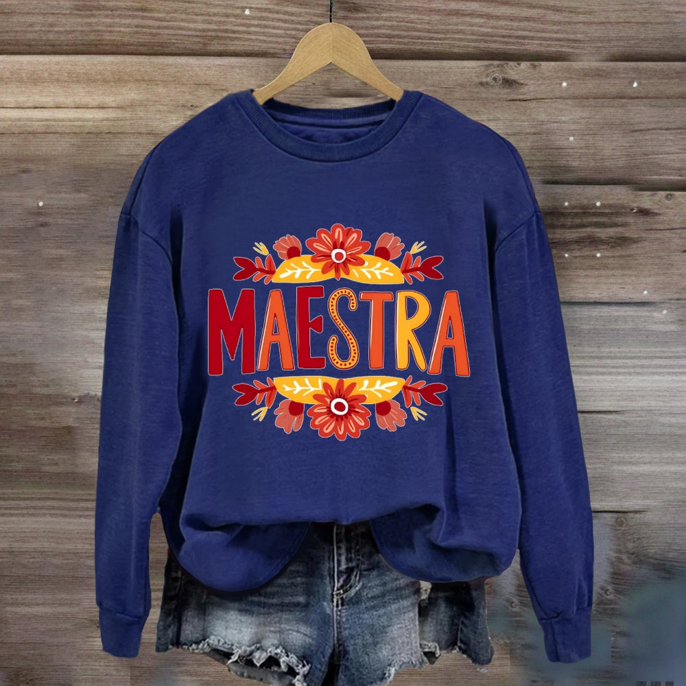 Vintage Floral Maestra Teacher Sweatshirt