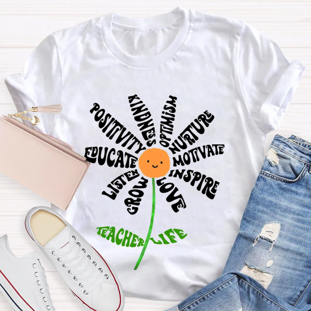 Crow Listen Educate Positivity Kindness Optimism Nurture Motivate Inspire Love Teacher Life T-shirt