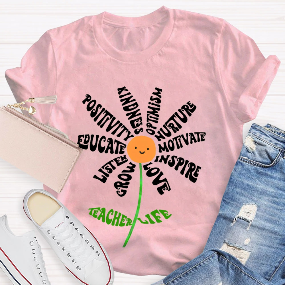 Crow Listen Educate Positivity Kindness Optimism Nurture Motivate Inspire Love Teacher Life T-shirt