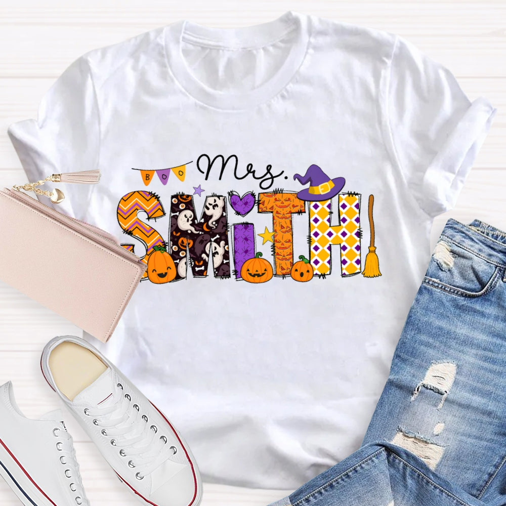 Personalized Name Halloween Font And Pumpkins T-shirt