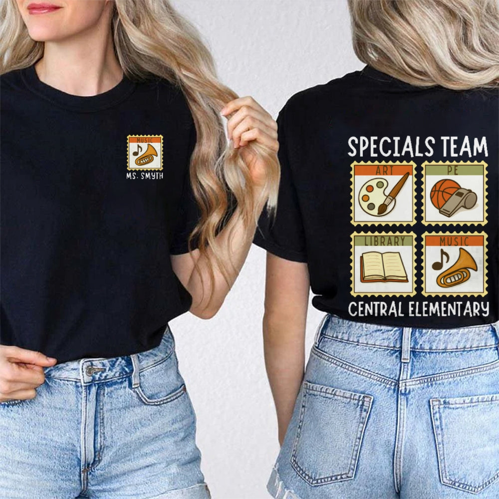 Personalized Name Specials Team Central Elementary School Teachers Double Printed T-shirt