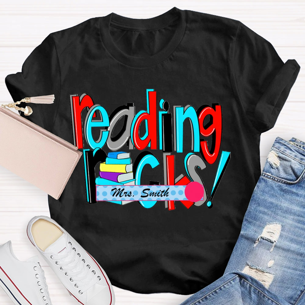 Personalized Name Reading Rocks Color Fonts T-shirt