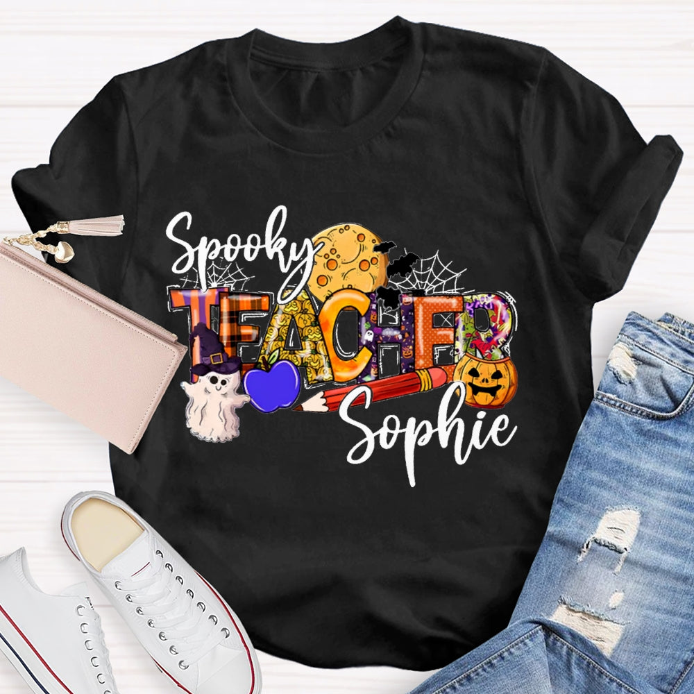 Personalized Name Spooky Teacher T-Shirt