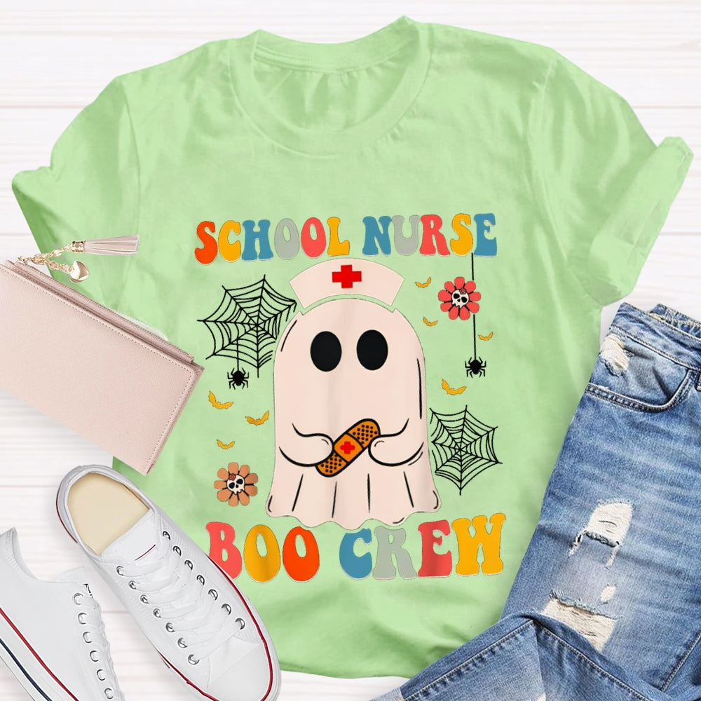 School Nurse Boo Crew Cute Little Nurse Ghost Halloween T-shirt