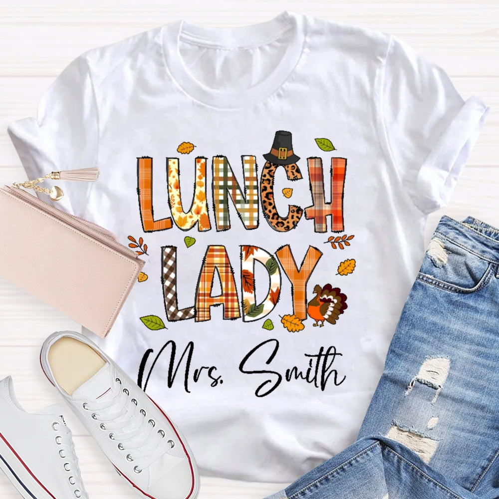 Personalized Name Lunch Lady Autumn T-shirt