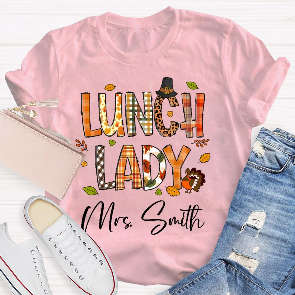 Personalized Name Lunch Lady Autumn T-shirt