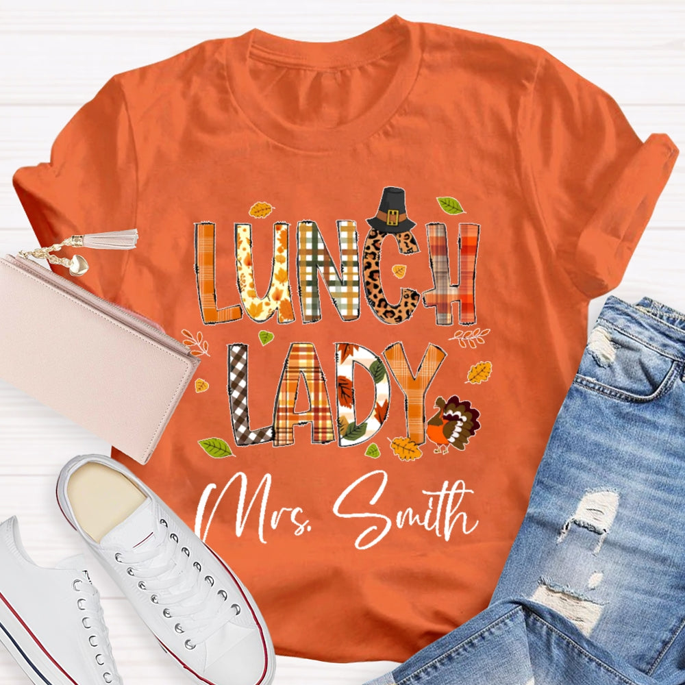 Personalized Name Lunch Lady Autumn T-shirt
