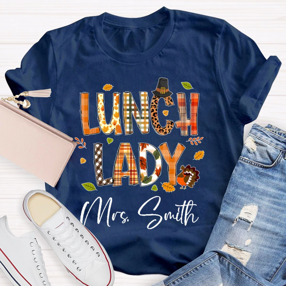 Personalized Name Lunch Lady Autumn T-shirt