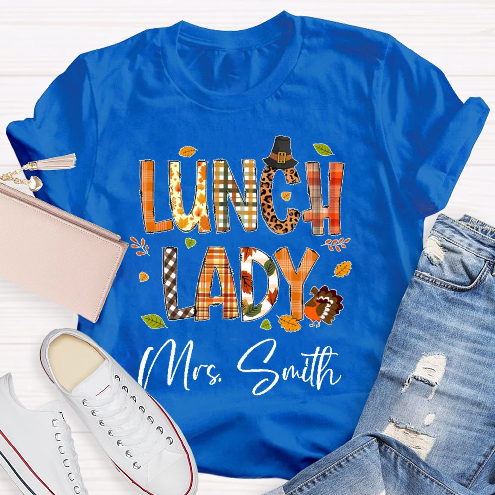 Personalized Name Lunch Lady Autumn T-shirt