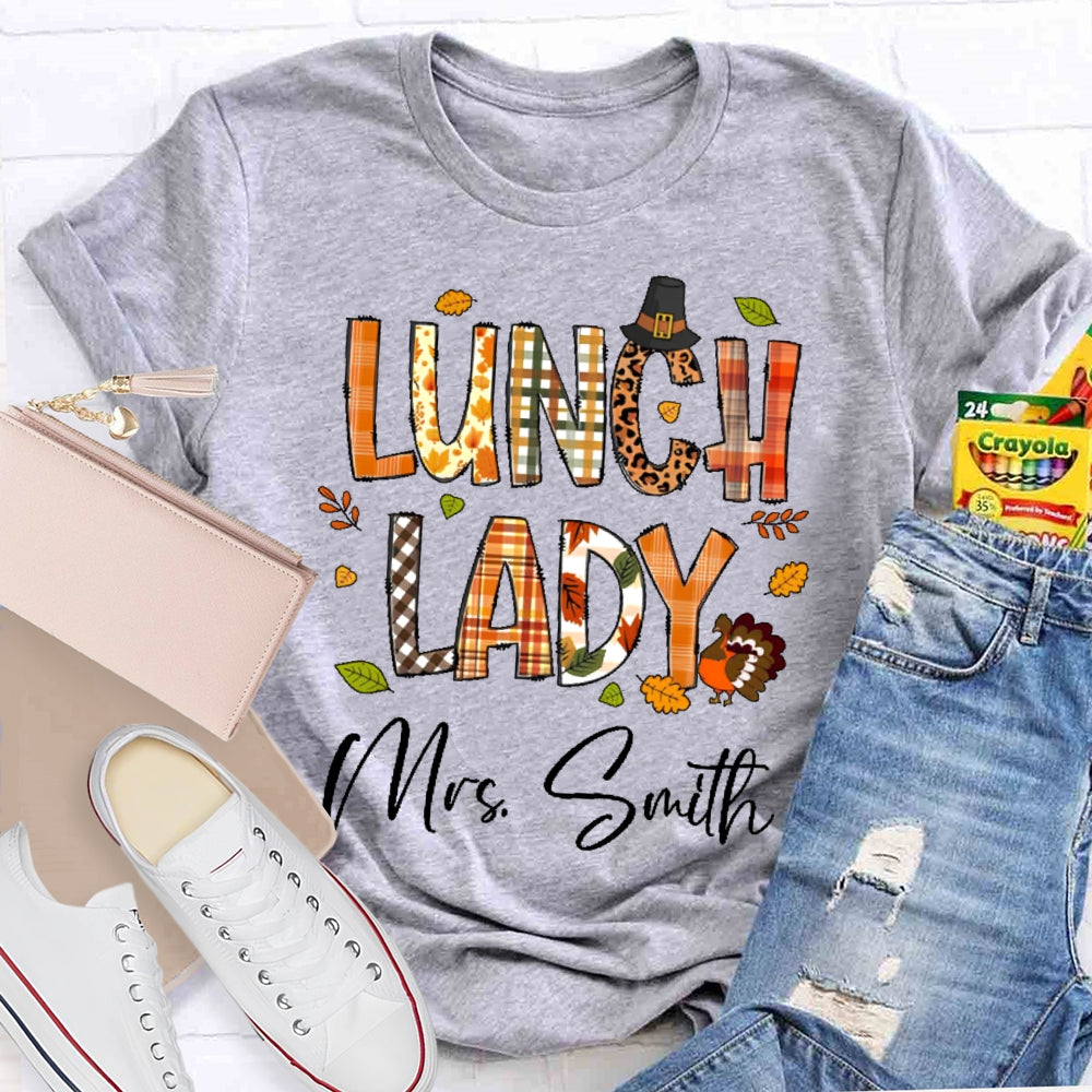 Personalized Name Lunch Lady Autumn T-shirt