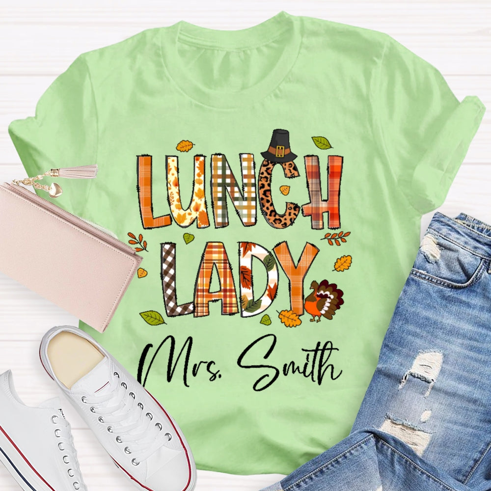 Personalized Name Lunch Lady Autumn T-shirt