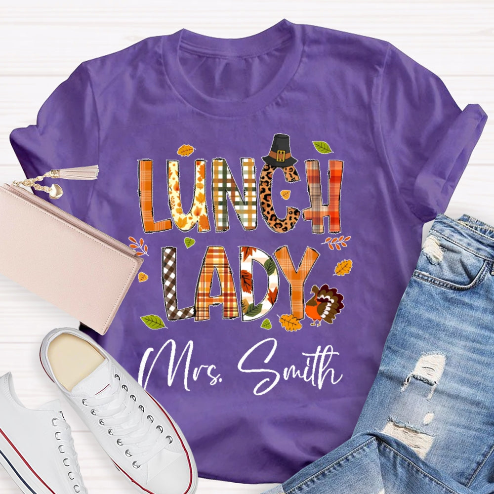 Personalized Name Lunch Lady Autumn T-shirt
