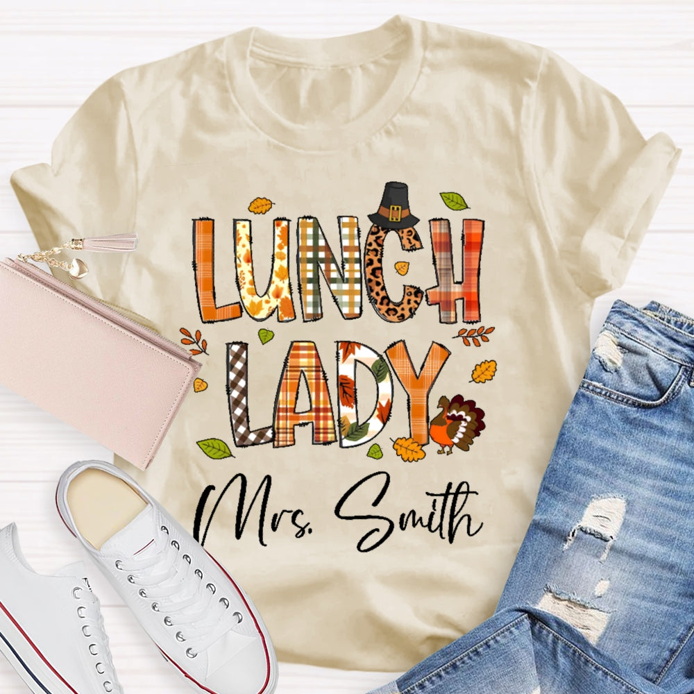 Personalized Name Lunch Lady Autumn T-shirt