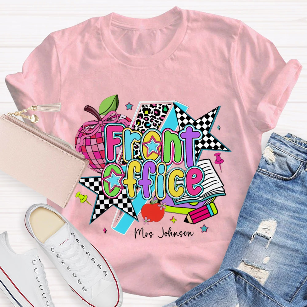 Personalized Name Front Office Colorful Apples And Stars T-shirt