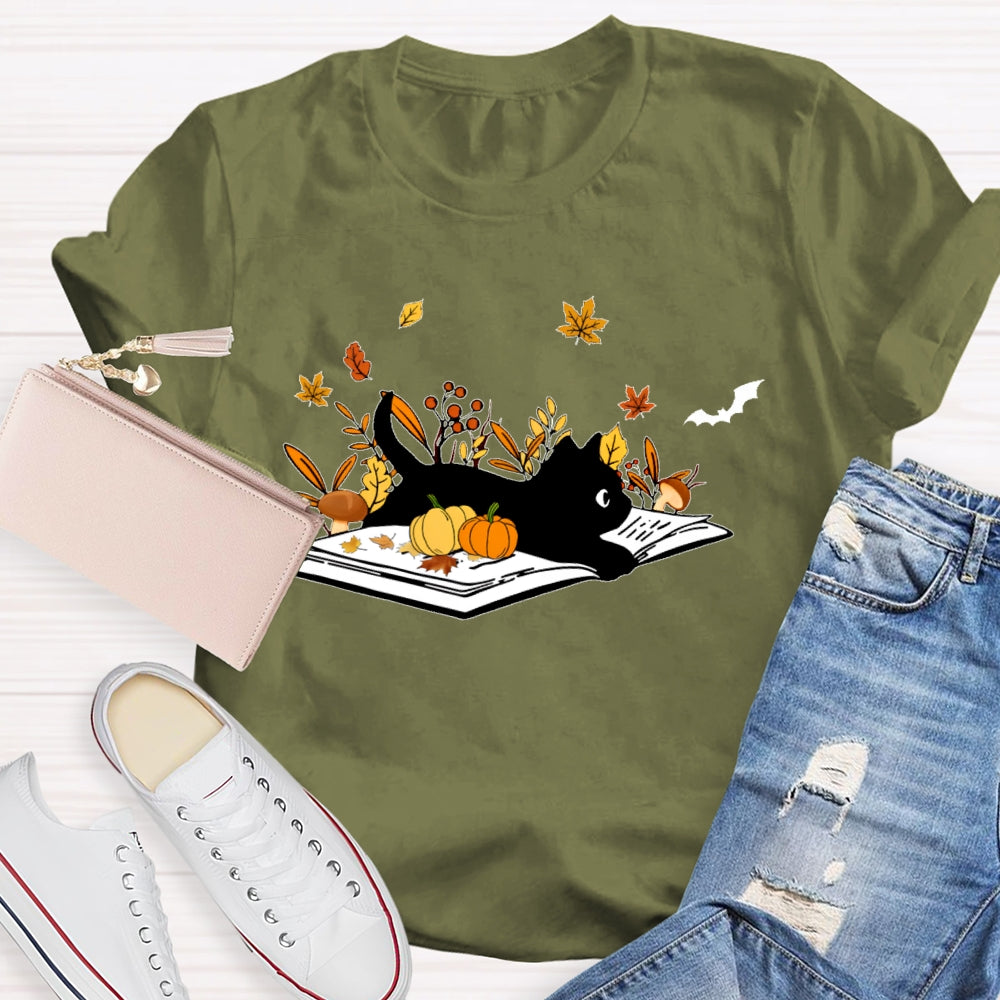 Cat Books Fall T-shirt