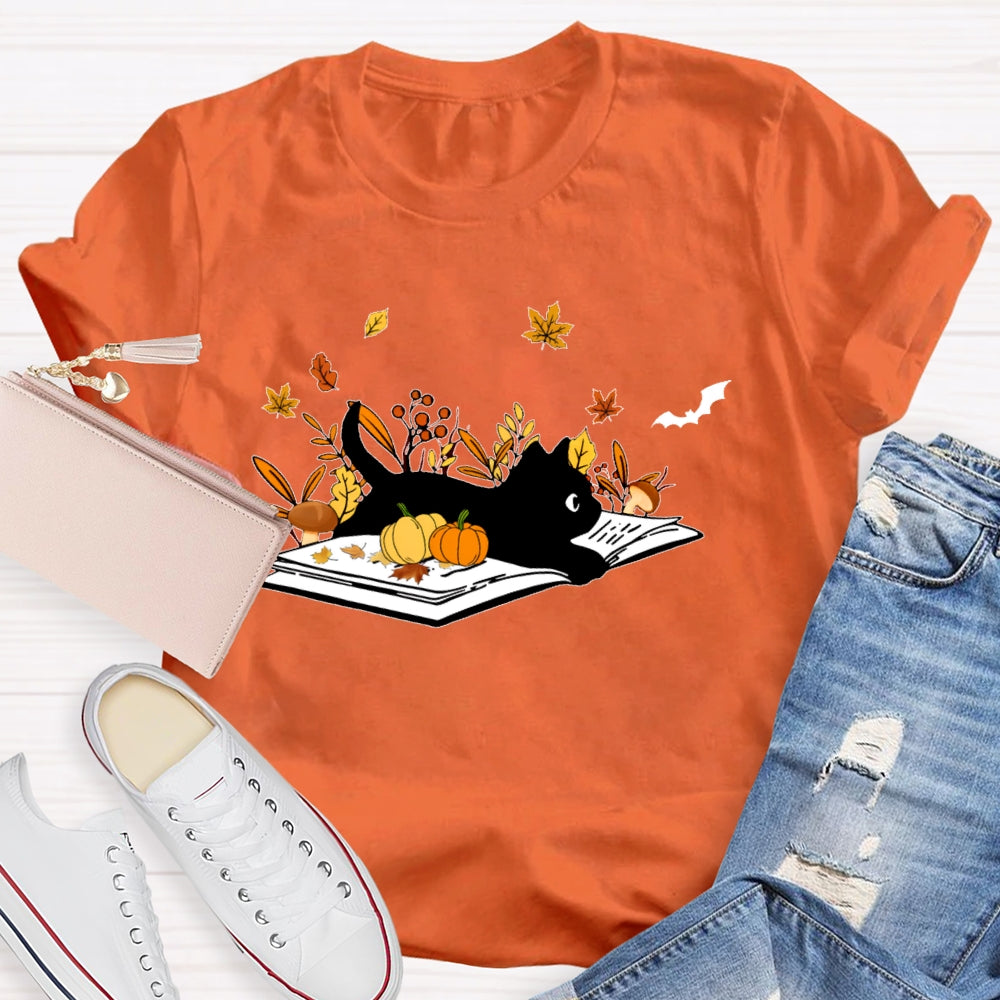 Cat Books Fall T-shirt