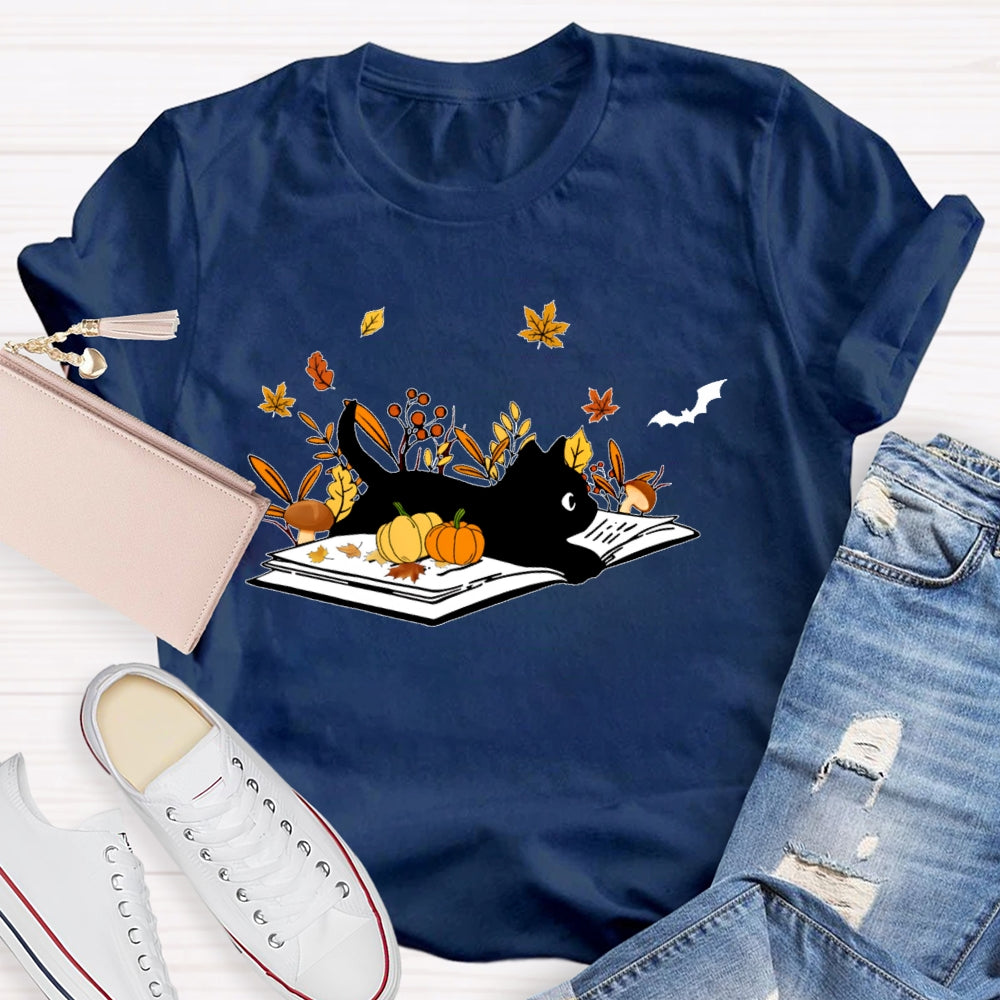 Cat Books Fall T-shirt