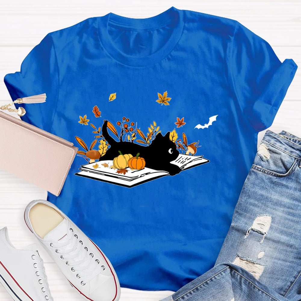 Cat Books Fall T-shirt