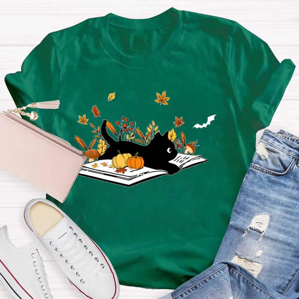 Cat Books Fall T-shirt