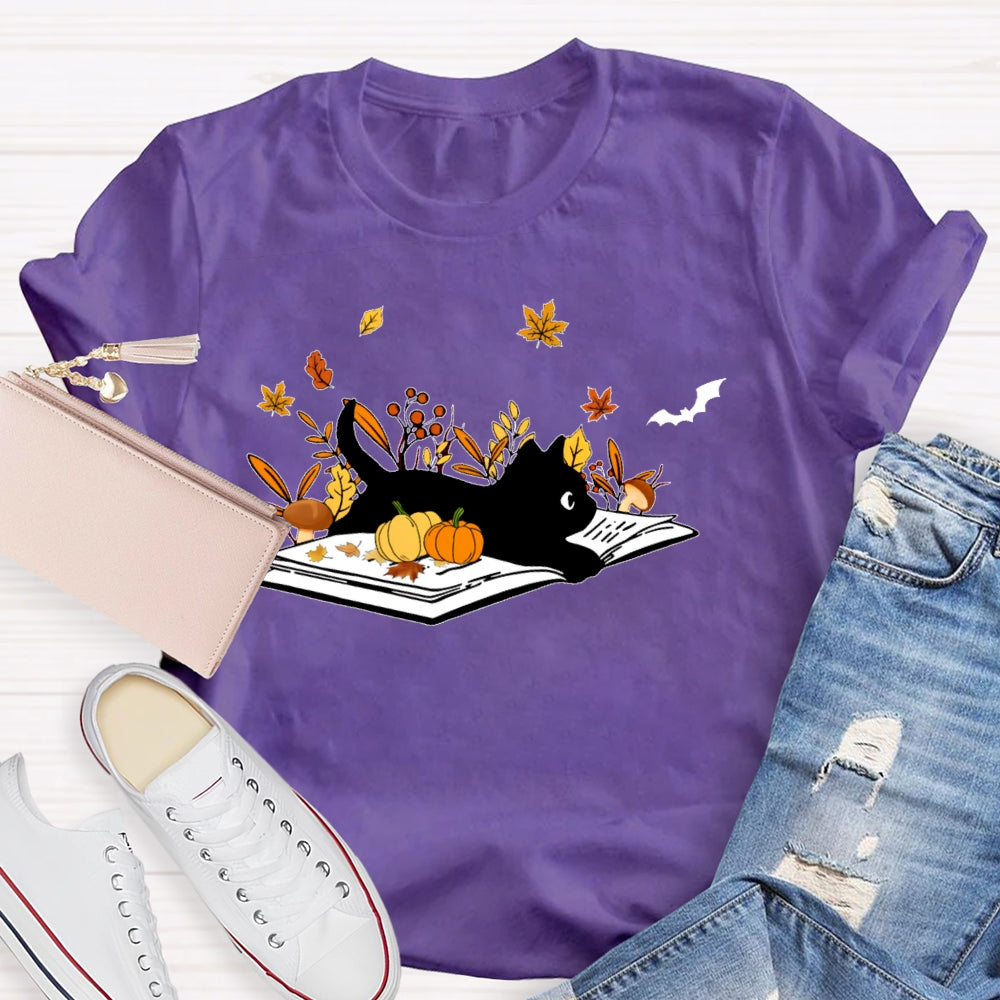 Cat Books Fall T-shirt