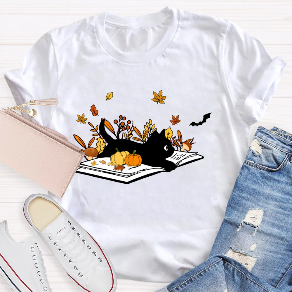 Cat Books Fall T-shirt
