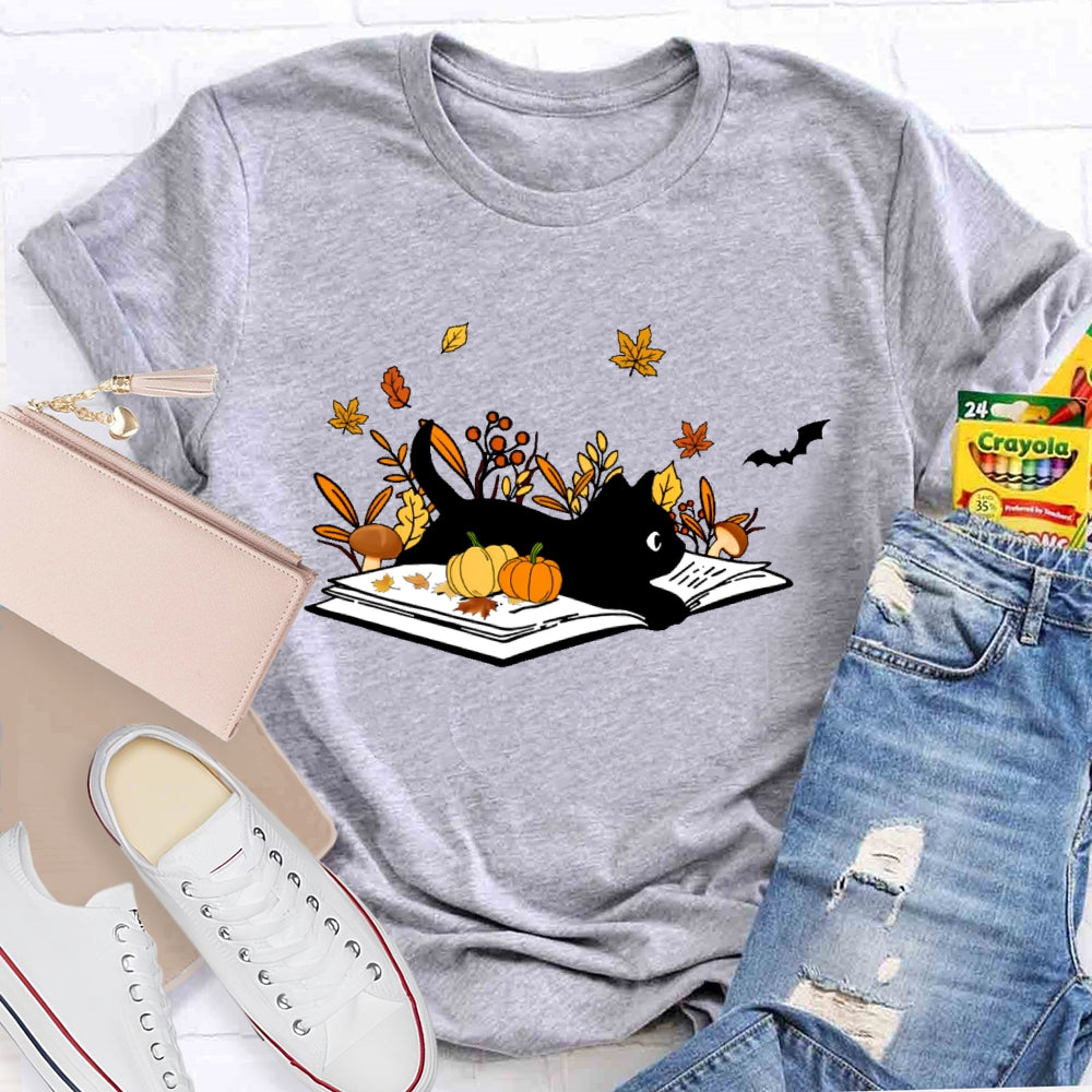 Cat Books Fall T-shirt