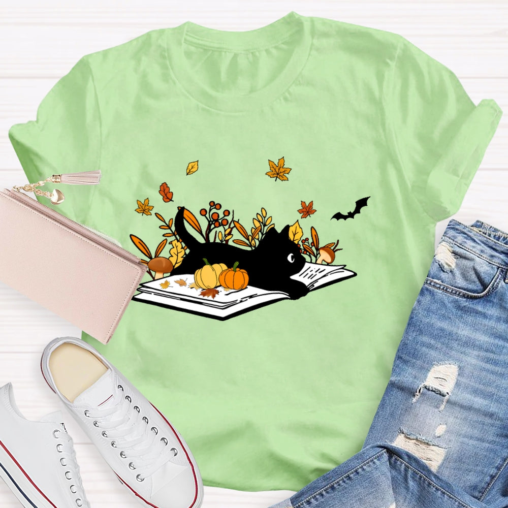 Cat Books Fall T-shirt