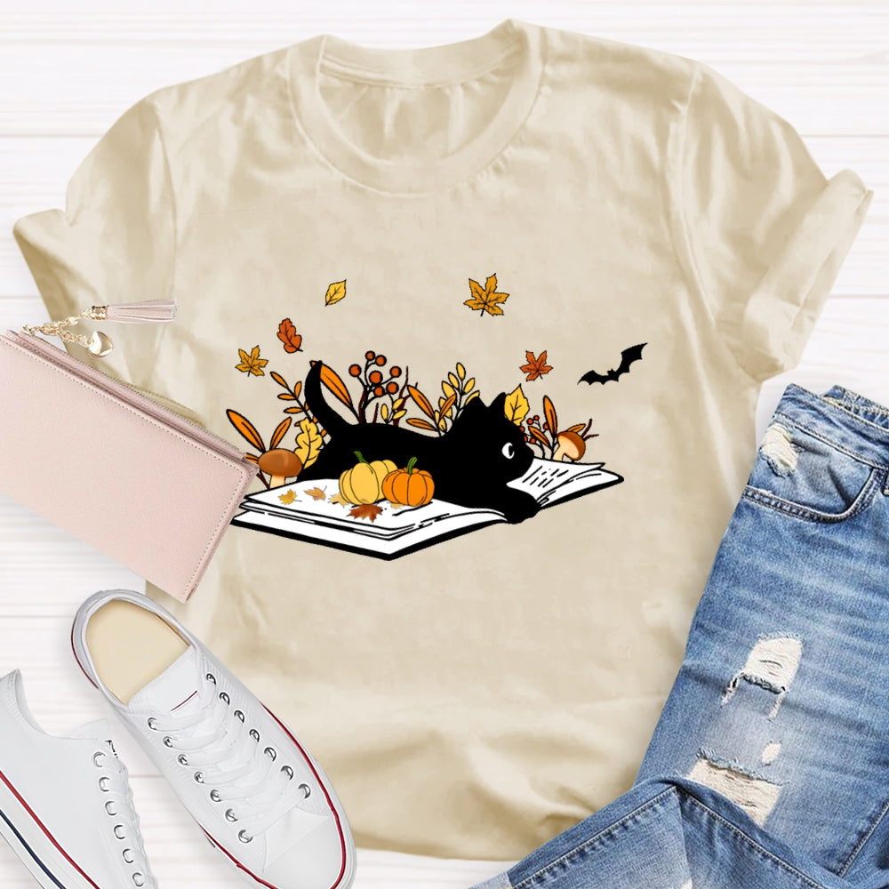 Cat Books Fall T-shirt