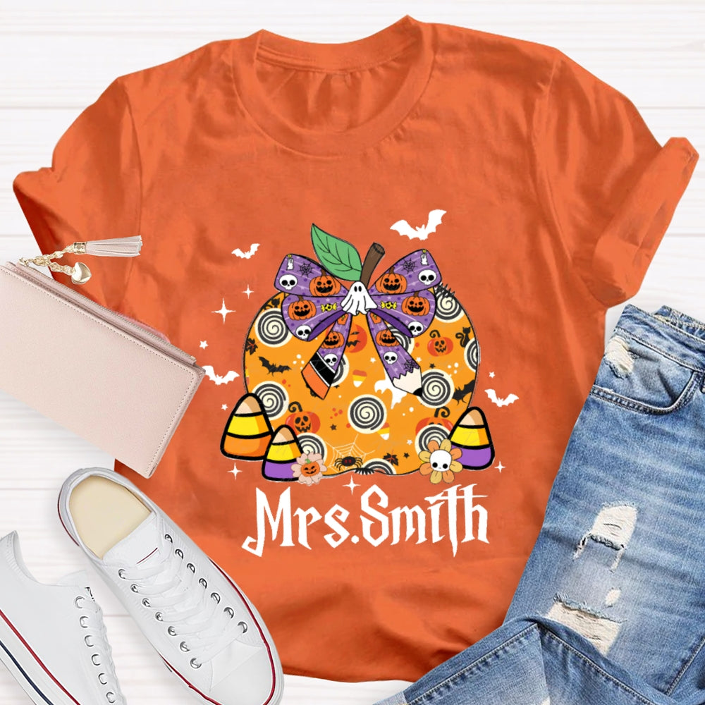 Personalized name Halloween Apple Pumpkin Skull T-shirt