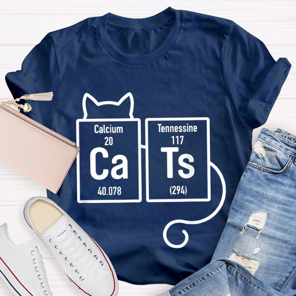 Calcium Tennessine Cats Funny Science Teacher T-shirt