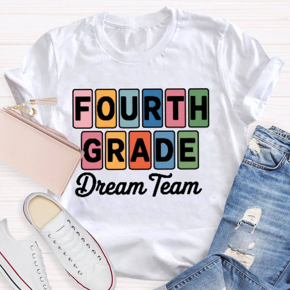 Personalized Grade Fourth Grade Dream Team Letters T-shirt