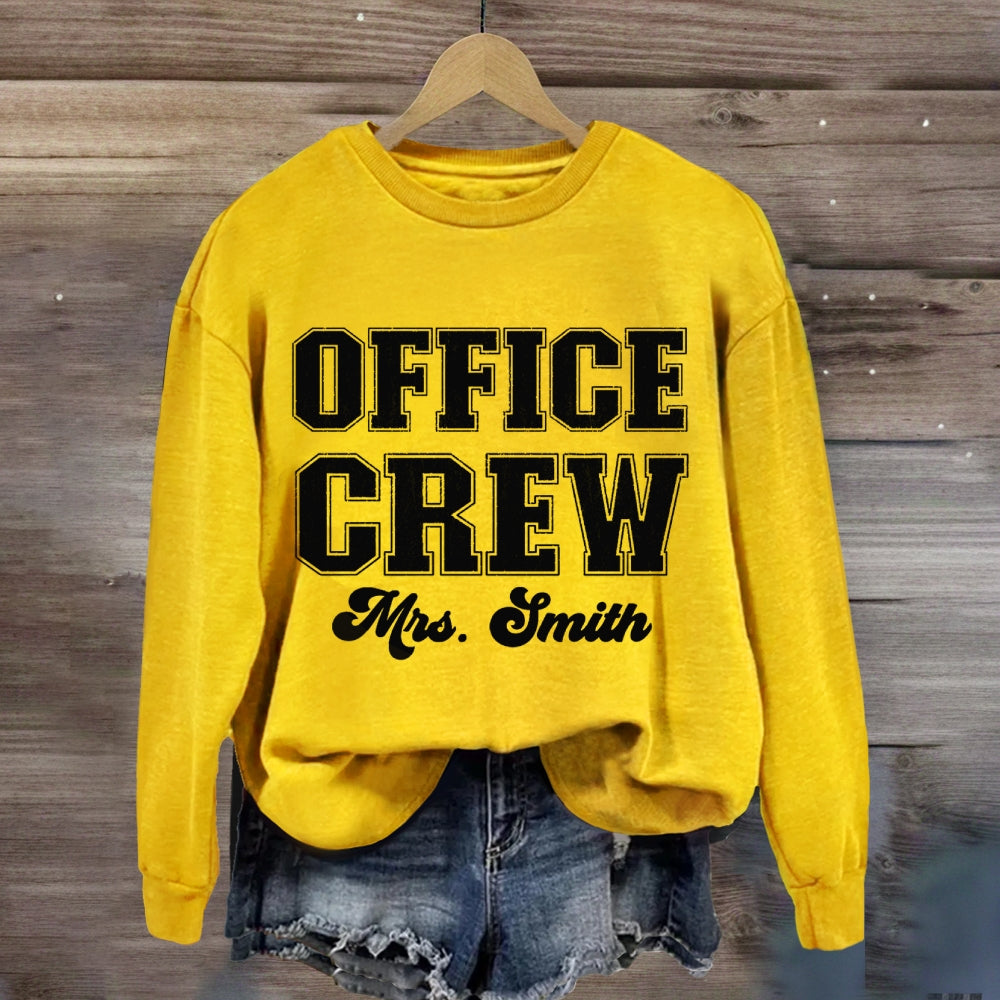 Personalized Name Front Office Crew sweatshirt