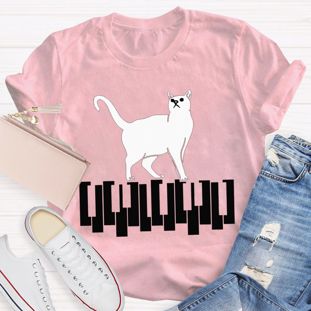 Kitten Stepping On The Piano Music Teacher T-shirt