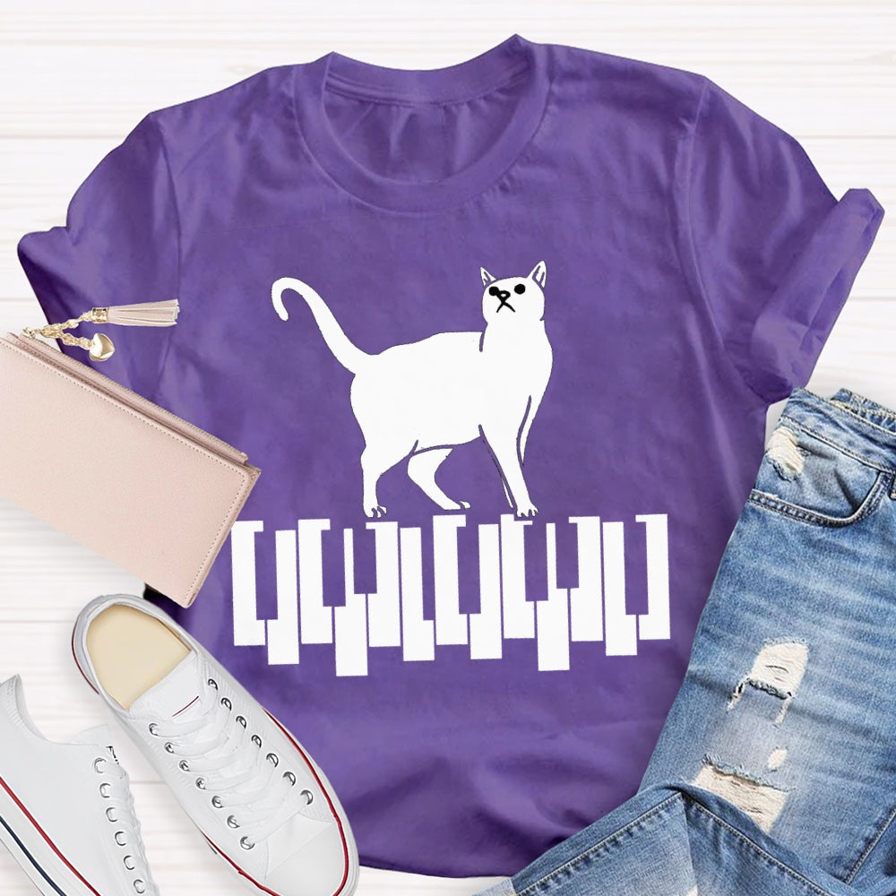 Kitten Stepping On The Piano Music Teacher T-shirt