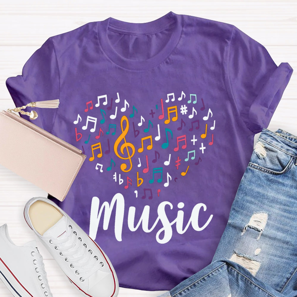 Colorful Music Symbols Music Teacher T-shirt