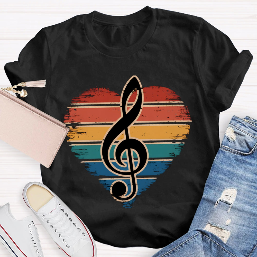 Colorful Puzzle Hearts And Music Symbols Music Teacher T-shirt