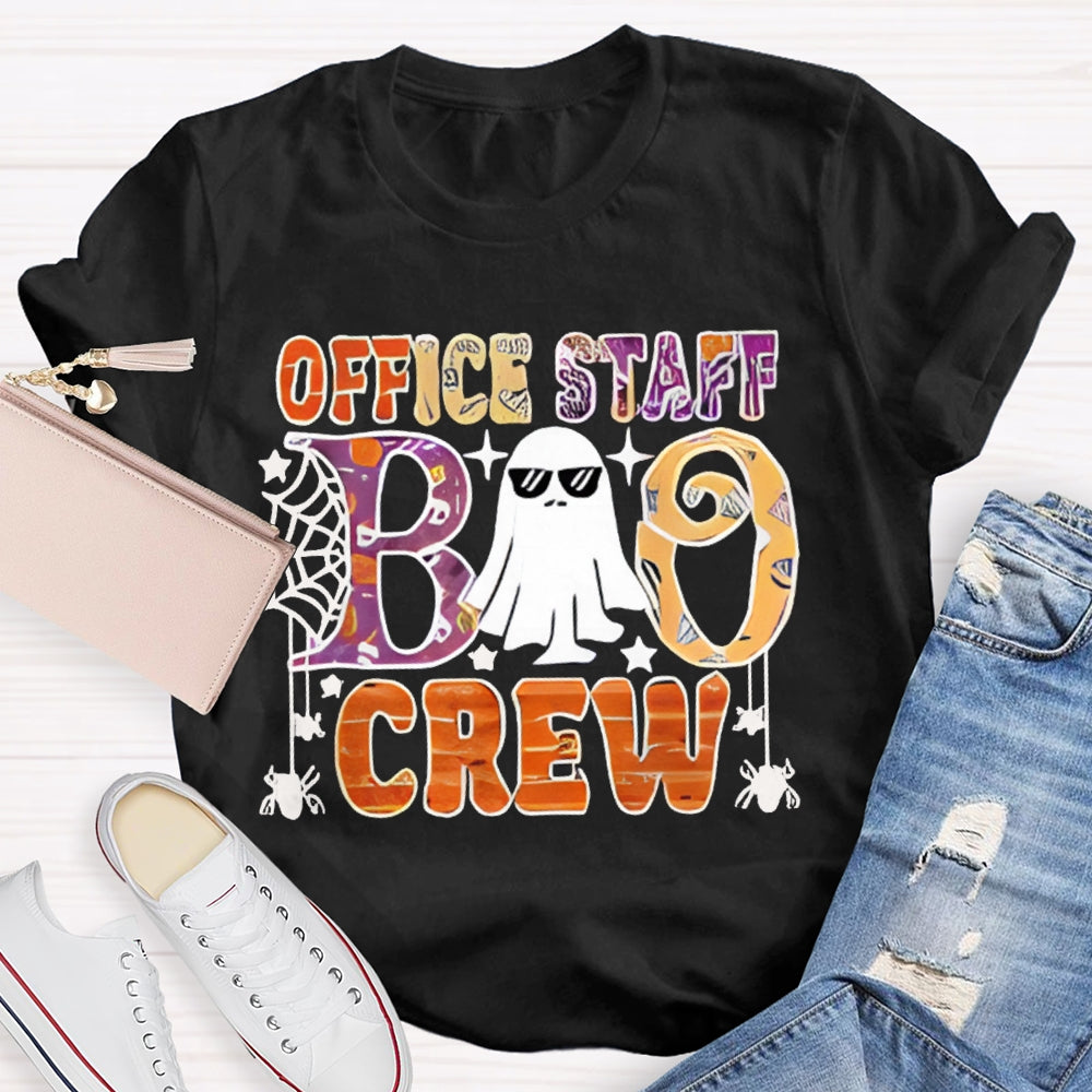 Office Staff Boo Crew Colorful Font Halloween T-shirt