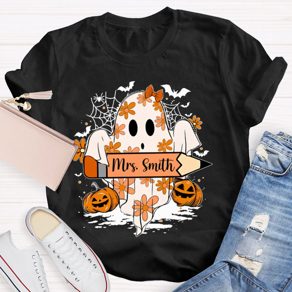 Personalized Name Spooky Pumpkin Halloween T-shirt