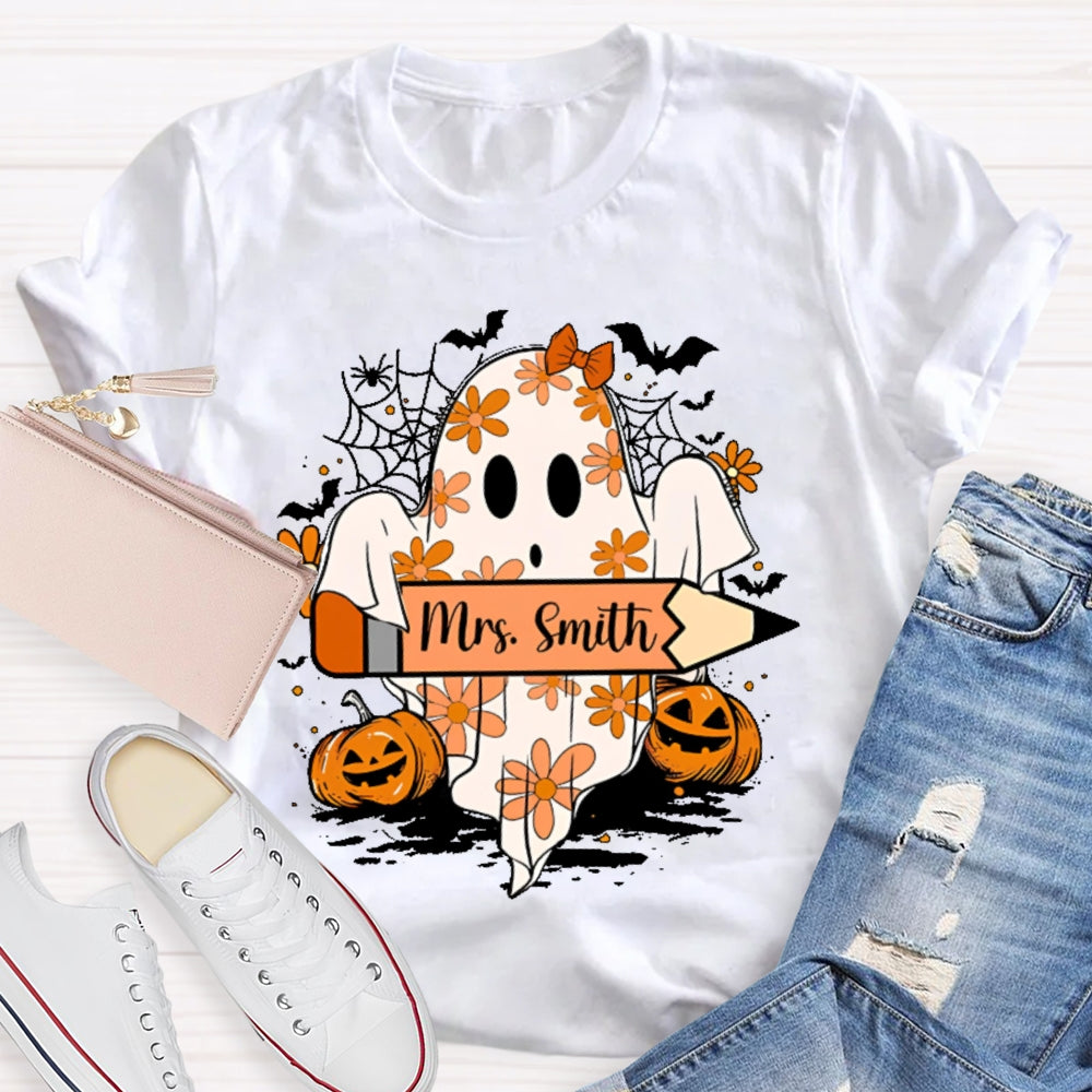 Personalized Name Spooky Pumpkin Halloween T-shirt