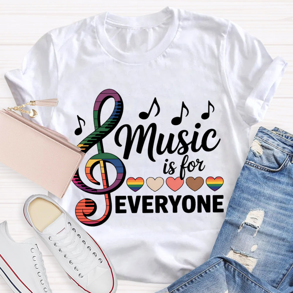 Music Is For Everyone Colorful Hearts And Musical Notes T-shirt