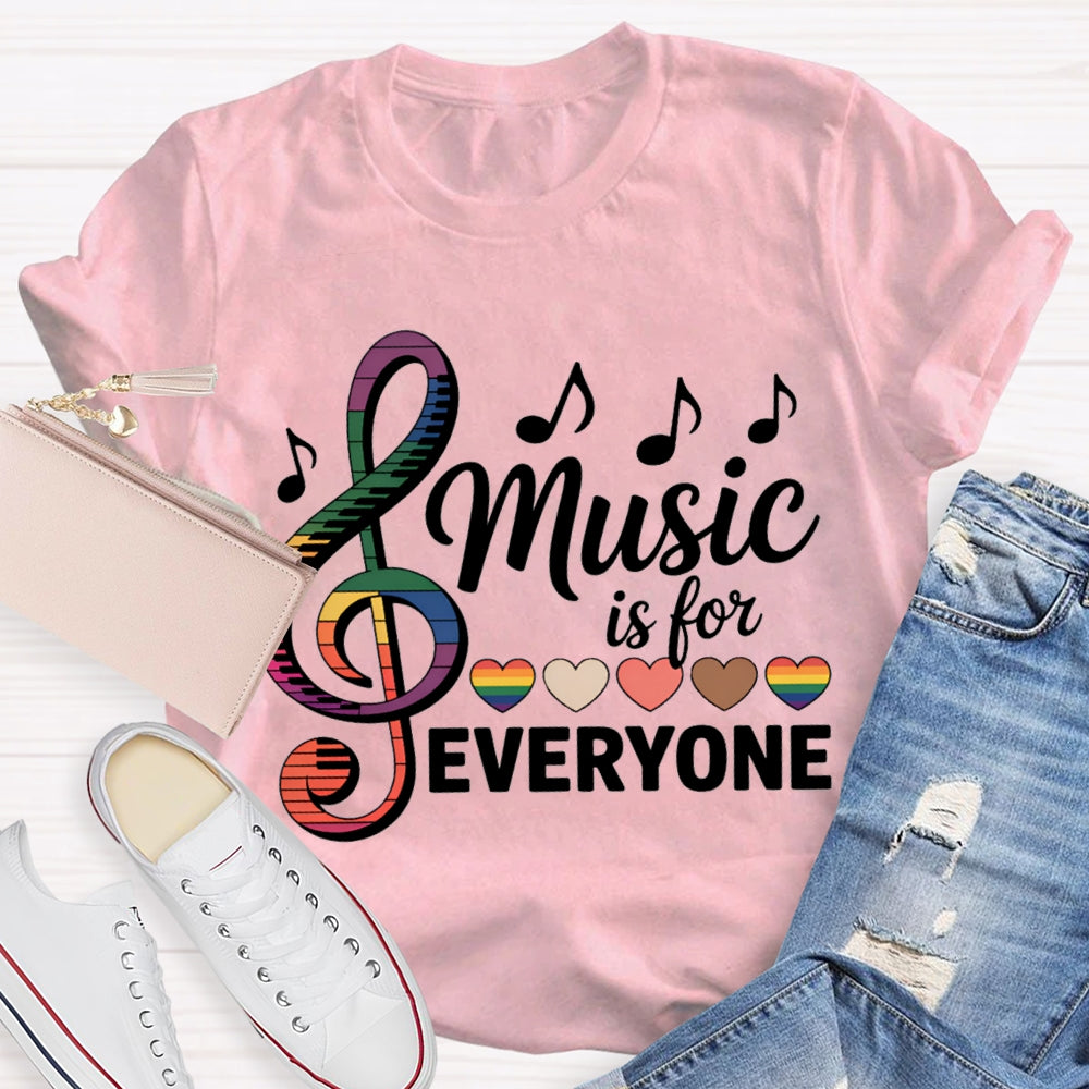Music Is For Everyone Colorful Hearts And Musical Notes T-shirt
