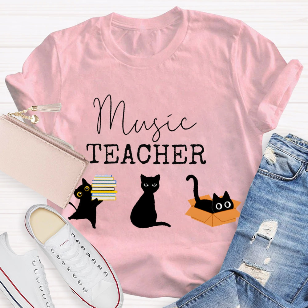 Black Cats Music Teacher T-shirt