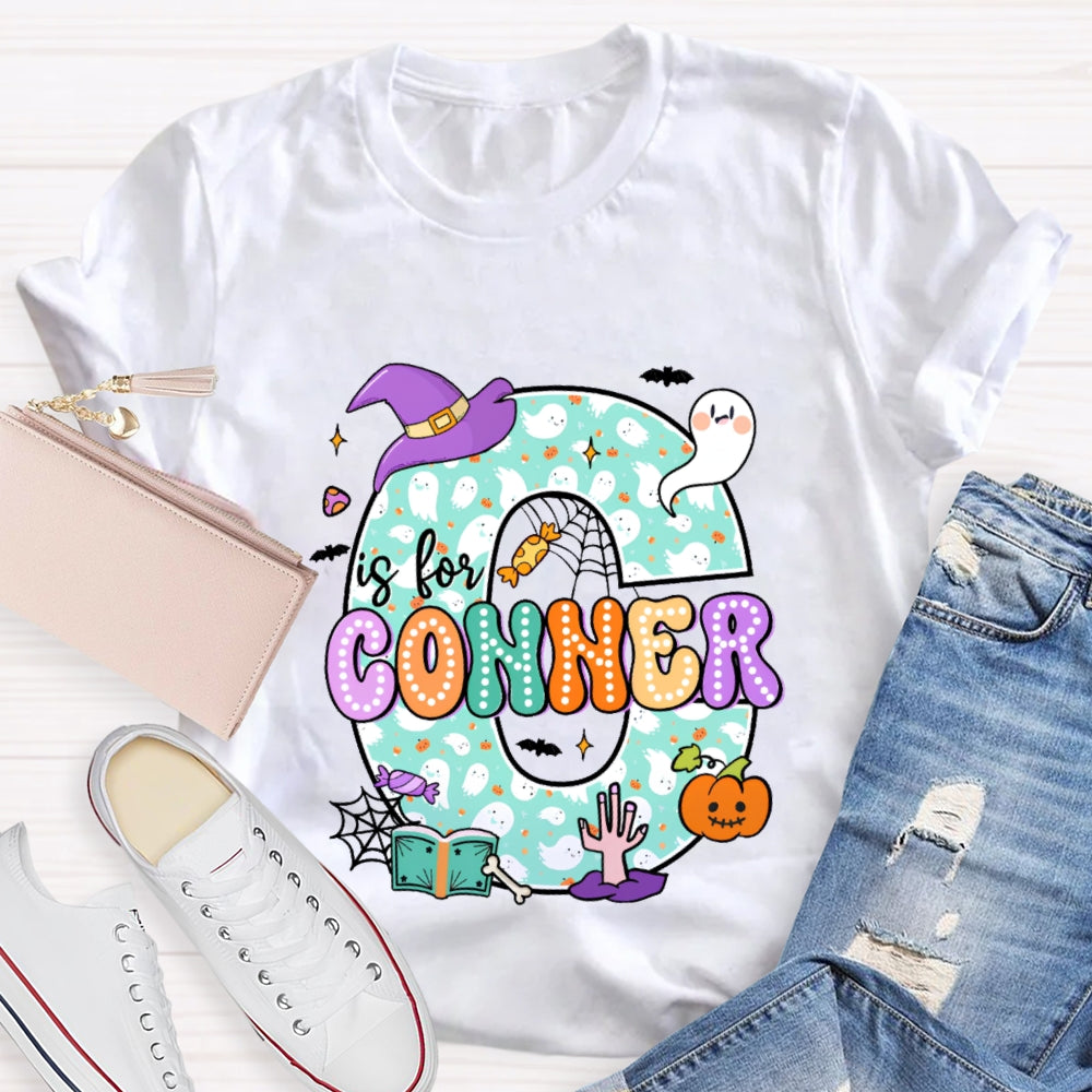 Personalized Name Halloween Ghost Element Design Letters T-Shirt