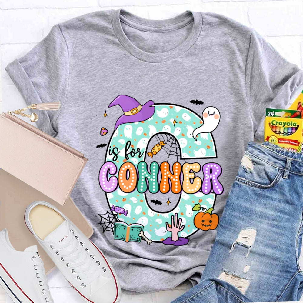 Personalized Name Halloween Ghost Element Design Letters T-Shirt