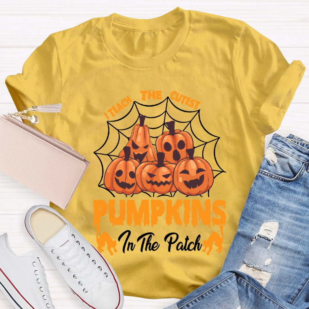 I Teach The Cutest Pumpkins Pumpkin Prints With Various Expressions T-Shirt