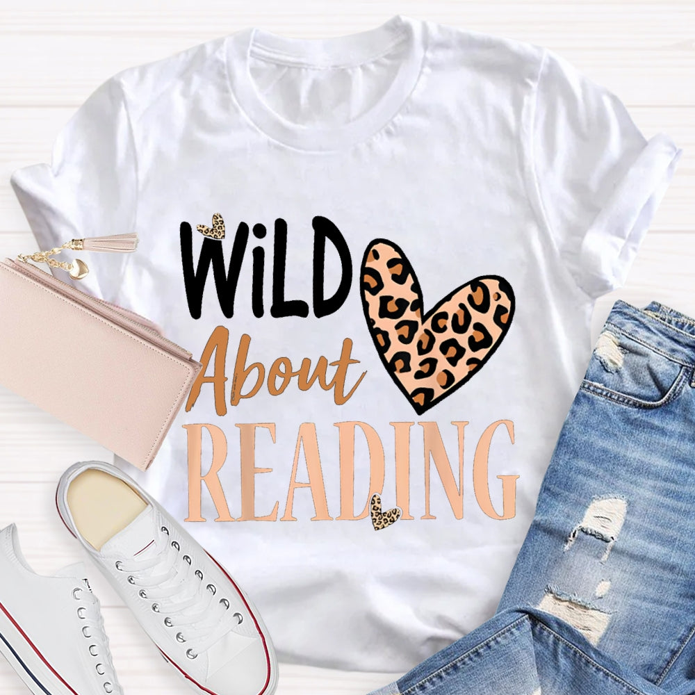 Wild About Reading Leopard Print Heart T-shirt