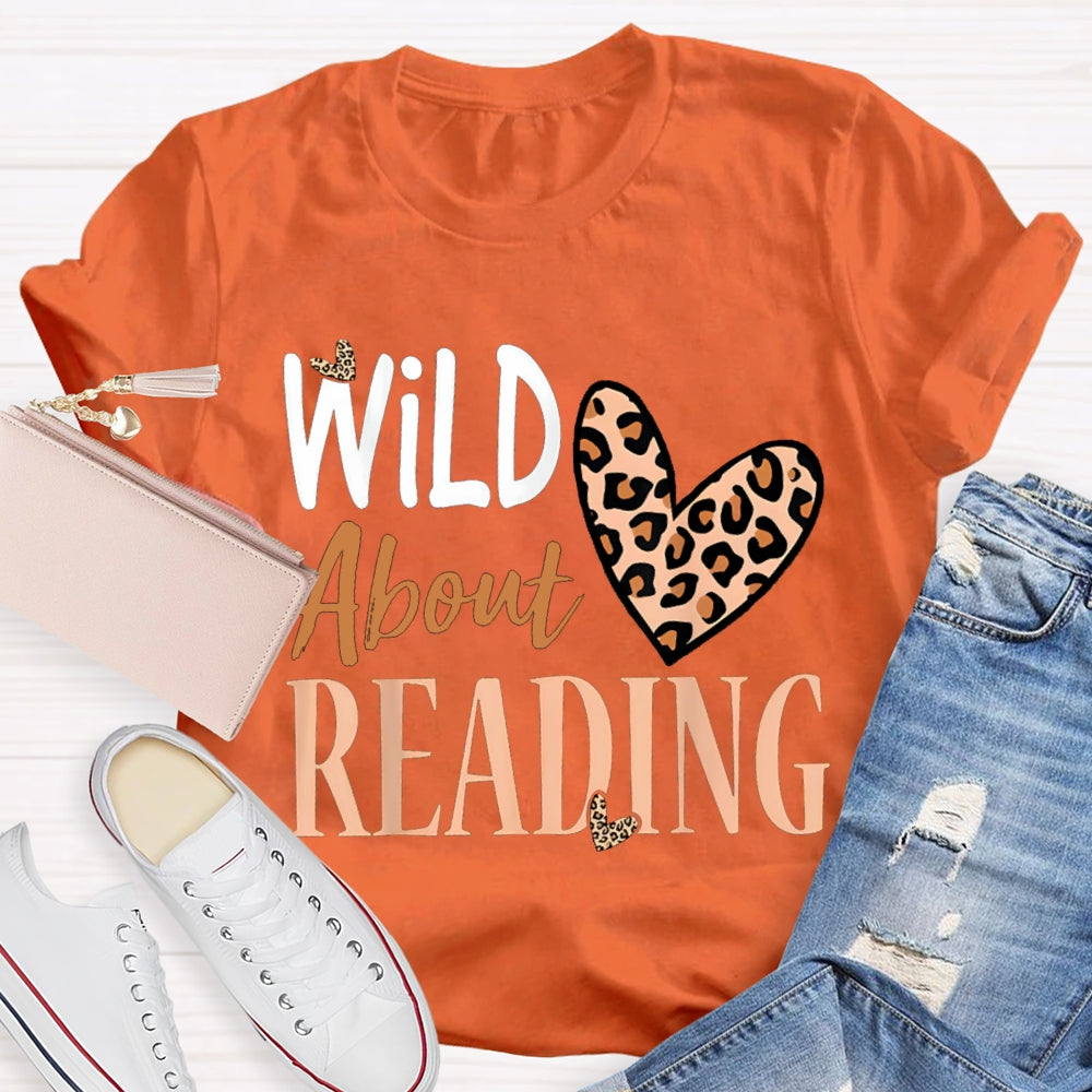 Wild About Reading Leopard Print Heart T-shirt