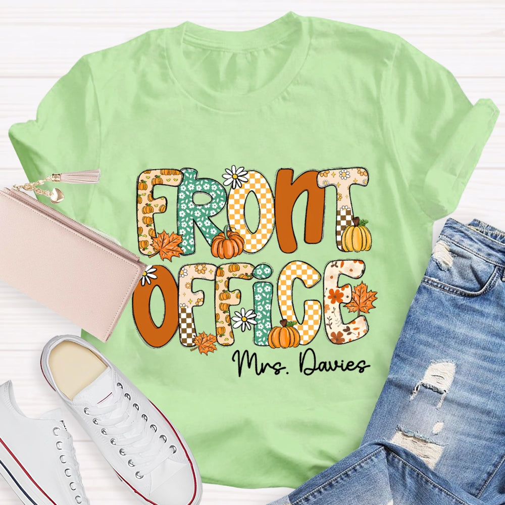 Personalized Name Front Office Pumpkin Season T-Shirt